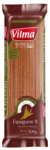 Macarrão Integral Espaguete N8 Vilma 500g - 30 Unidades